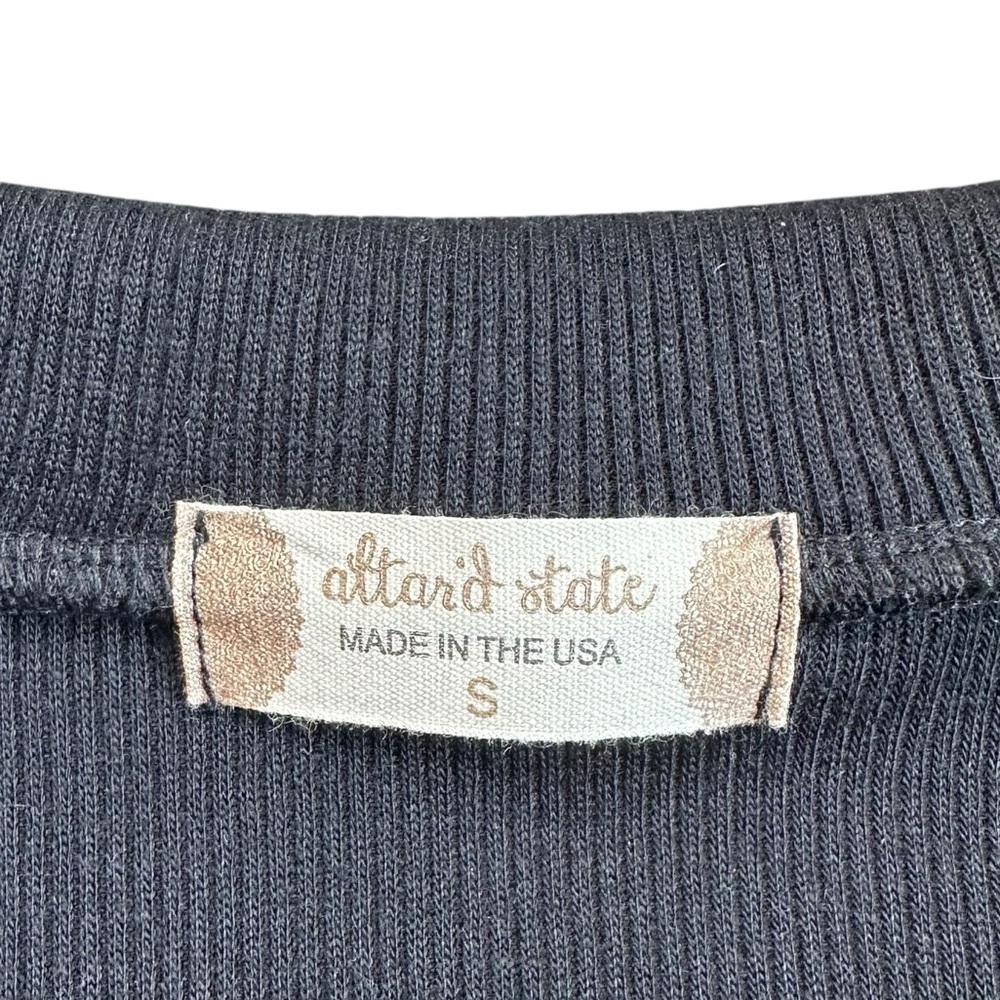 Altar’d State Black Ribbed Collared Crop Top Long Sleeve NWT Small - Picture 3 of 6